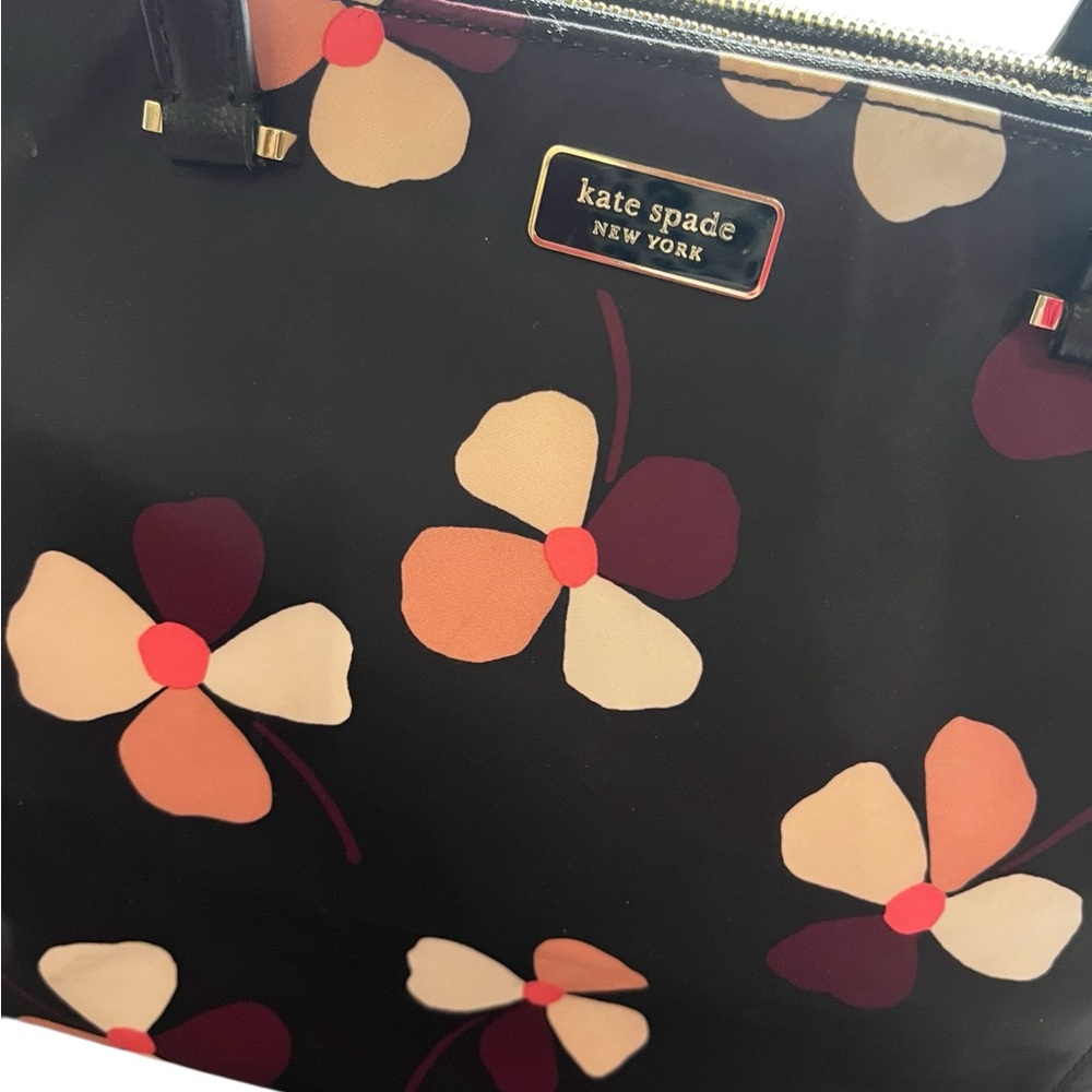 Kate Spade Black Tote with Floral Accents - Picture 2 of 6